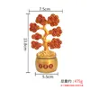 Árbol de la Fortuna Dorado Arena Rojo Cornucopia Árbol de la Fortuna Giratorio Adornos para Escritorio del Hogar Artesanías Decorativas de Metal