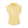 Verão Slim-Fit Sexy Estilo de Rua Gola Meio Alta Sem Mangas T-Shirt Sexy Efeito Emagrecedor na Cintura Top Curto Pura Luxúria