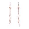Brincos de gancho de orelha de aço titânio de ouro rosa brincos ultra-longos femininos borboleta fosca três brincos de borla atacado