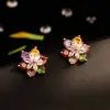 Pendientes de Flor de Cristal con Aguja de Plata 925 Estilo Coreano Gama Alta Celebridad de Internet Dulces Dopamina Flor Zirconia Pendientes para Mujer
