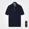 Camisa Polo de Manga Corta para Hombre Verano Tejido Fino Solapa Superior Lujo Ligero Gama Alta Color Sólido Casual Negocios Camiseta