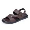 Sandalias Casuales de Negocios para Hombre Son Cómodas, Transpirables, Resistentes al Desgaste y Flexibles, Pantuflas de Suela Ancha, Zapatos de Playa Antideslizantes de Piel de Vaca de Primera Capa