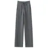 Novedad Otoño/Invierno Pantalones de Cachemira para Mujer Pantalones Gruesos de Cachemira de Pierna Ancha Adelgazantes Color Sólido Diseño con Costura Central con Cordón Pantalones Casuales