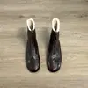 Versão em Couro de Vaca ~ Botas Curtas Retro com Bico Redondo e Forro de Lã, Zíper Frontal de Uso Duplo, Botas de Estilo Britânico, Botas Slim Versáteis com Solado Plano