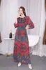 Vestido de Verão Feminino Transfronteiriço Estilo Tailandês Manga Curta Algodão Seda Floral Saia Longa Saia de Viagem Férias na Praia Literário