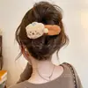 2026 Novo Elegante Presilha de Garra Grande Pelúcia Retro Presilha de Cabelo para Nuca Flor Bico de Pato Presilha de Cabelo para Mulheres