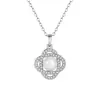 Colar de Prata de Lei S925 Gatinho Doce com Calcedônia para Mulheres, Colar de Trevo de Quatro Folhas, Fresco e Elegante, Corrente de Clavícula de Alta Qualidade
