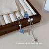 Ambiente de Otoño e Invierno Asimétricos Perla Azul Hielo Copo de Nieve Borla Aretes Nicho Exquisitos de Alto Valor Combinan con Todo para Mujer