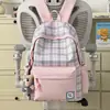 Mochila Escolar de Cuadros para Estudiantes Mujeres, Estilo Versátil y Fresco, Adecuada para Estudiantes de Secundaria y Preparatoria, Ligera y Práctica para el Transporte Diario, Mochila Versátil