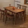 Mesa de jantar e cadeiras em madeira maciça cor nogueira madeira de seringueira doméstico sala de estar apartamento pequeno mesa de jantar simples Nórdico