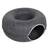 Nido de gato de fieltro transpirable Casa para gatos de cuatro estaciones Agujero perforado Cueva para gatos Cerrado con cremallera Juguete Túnel para gatos Nido de gato tipo dona