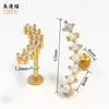 Aretes de Acero Inoxidable Estilo Europeo y Americano con Forma de Hoja, Multifacéticos con Circonita, Clavijas para Lóbulo del Oído que No se Desvanecen, Labret de Moda Versátil, Joyería para Piercings