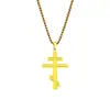 Colar masculino com pingente de cruz de aço titânio, novo colar de cruz bizantina ortodoxa russa de aço inoxidável