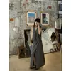 Elegante Conjunto de Traje Retro con Chaleco Gris sin Mangas y Falda de Verano con Abertura para Mujer, Conjunto de Dos Piezas con un Toque de Alta Gama