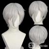 [Shengnai] o país de pedras antárticas e pedras preciosas cos peruca modelando cabelo branco prateado top