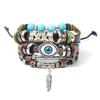 Pulsera de Cuero Trenzado Turquesa Personalizada para Hombre Combinación de Cuatro Elementos Ojo del Diablo Pulsera Suministro Transfronterizo