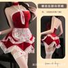Top de tubo de encaje empalmado con cuello halter de gravedad de medio azúcar Falda de terciopelo para pastel Atuendo Navideño Puro Deseo 9007