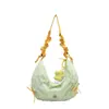 Bolsa con Cordón de Flores para Mujer, Tela de Nailon Ligera, Gran Capacidad, Bolso de Hombro Único/Debajo del Brazo, Aspecto de Alta Gama 2025, Bolso Casual Plegado