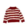Colección de otoño e invierno: suéter retro a rayas rojas y blancas para niños, ropa de bebé, atuendo de otoño, top de punto a cuadros para bebé, top estilo coreano