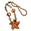 Nuevo Collar de Estrellas de Mar con Cuentas Estilo Resort Bohemio Retro Diseño de Nicho Colgante Versátil Accesorios para el Cuello