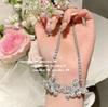 Collar con gemas de mariposa del río Sena, pendientes y pulsera con lazo de gota de rocío en oro brillante de 18 quilates Xinghe