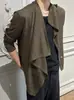 Camisa de proteção solar gola alta estilo coreano, caimento solto, top de malha de manga longa, base de cor sólida, camisa leve casual versátil masculina de cor sólida