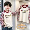 Camiseta de Manga Larga Raglán de Felpa para Niños Primavera Otoño Invierno Elegante para Niños Capa Base Versátil Top de Capa Base Cálido para Niños