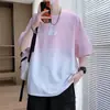 Camiseta de Manga Corta para Jóvenes Niños Verano 2026 Nuevo Estilo Media Manga Estudiante de Secundaria Camiseta con Estampado Degradado Top