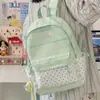 Mochila estilo ins coreano para meninas do ensino fundamental e médio, leve, estilosa, de grande capacidade, poá, design de nicho