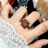 Nuevo Conjunto de Anillo Abierto Colgante Pendiente Negro y Dorado Corte Rosa Corte Milenio Morganita Brillante Circonita
