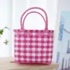 Cor de Celebridade da Internet Verão Bolsa de Palha Plástica Tecida Cesta de Presente Fofa para Crianças Sacola de Mão para Presente Cesta de Legumes