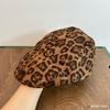 Chapéu Forward Suede Leopardo Retro y2k Europeu e Americano Doce Fresco Chapéu de Pintor de Rua Hip-Hop Estilo Asiático Outono Feminino Versátil