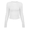 Ropa de Yoga para Mujer Otoño/Invierno 2025: Top Deportivo de Canalé Tencel Modal, Alta Elasticidad, Transpirable, Top para Fitness, Cuello Redondo, Camiseta de Manga Larga