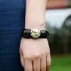 Pulsera de constelación con cuentas tejida a mano nueva pulsera de cuero Capricornio europea y americana pulsera punk de piel de vaca