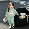 Conjunto Feminino Estilo Coreano Novo para Primavera e Outono 2026: Conjunto Duas Peças com Moletom de Manga Longa Estampado em Nuvem e Calça Jogger