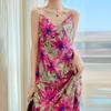 Falda lencero estilo francés de verano 2023, diseño de nicho, estampado floral de seda, vestido ajustado de cintura alta en contraste