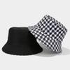 Sombrero de pescador de verano con estampado de pata de gallo, de doble cara, moderno y versátil, ideal para viajes y vacaciones.