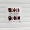 Unhas Portáteis 10 Peças S061 Vermelho Gipsofila Escada Curta Corrente Diamante Luxo Acessível Diamante de Noiva High-End Elegante Clareador Unhas Postiças