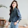 Nuevas Camisetas y Blusas de Primavera de Moda 2025 para Combinar, Camisa Chaqueta de Mezclilla Azul de Lujo Ligero para Mujer