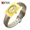 Reloj de Aleación Ofns es Compacto y Exquisito, Reloj de Cuarzo para Mujer Estilo Negocios con Patrón Rayos de Sol, Reloj Simple Cuadrado, Venta Directa