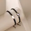 Pulsera de Pareja Gato Sin Rostro de Concha de Agua Dulce Europea y Americana Transfronteriza, Pulsera Trenzada de Moda de Concha de Mariposa Blanca y Negra, Regalo del Día de San Valentín