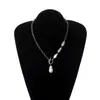 Moda Europea y Americana Cadena Sencilla con Perlas Empalmadas Collar Doble Capa para Mujer Estilo Apilado Collar de Aleación Joyería