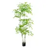 Planta en Maceta de Piso Nandina Domestica, Planta Verde Artificial Grande para Interiores, Decoración de Lujo Ligero para Sala de Estar, Árbol Artificial