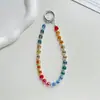Cadena de Cristal con Cuentas Hecha a Mano para Teléfono Móvil de Celebridad de Internet para Mujeres, Llavero Exquisito y de Alta Gama Junta de Llavero Cadena Corta para Colgar el Teléfono Móvil en la Muñeca