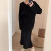 Conjunto Esportivo Casual de Tricô Feminino Outono e Inverno Nova Moda Elegante de Alta Qualidade Suéter com Capuz e Saia Conjunto de Duas Peças