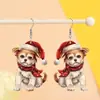 Brincos Pendentes Perfeitos de Natal para Cachorrinhos Estilo Boêmio Brincos de Acrílico Acessórios de Orelha para Festa