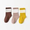 Meias Infantis 100% Algodão, Novas Meias de Cano Médio para Outono e Inverno, Meias Listradas Coloridas tipo Doce para Meninos e Meninas, Meias 100% Algodão para Bebês e Crianças Pequenas