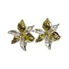 Pendientes de Flor de Iris con Bloques de Color y Goteo de Aceite de Diseño Exclusivo, Pendientes Tridimensionales de Lujo Ligero de Gama Alta, Pendientes Modernos y Elegantes