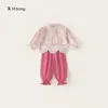Roupas infantis Youbao, conjunto de outono para meninas, novo estilo 2026, para meninas pequenas e médias, conjunto de outono, conjunto de duas peças floral para bebês meninas