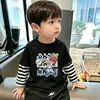 Camiseta de manga larga de dos piezas de imitación para niños, nuevo modelo de principios de otoño 2026, top de algodón puro para primavera y otoño, camiseta interior para niños mayores